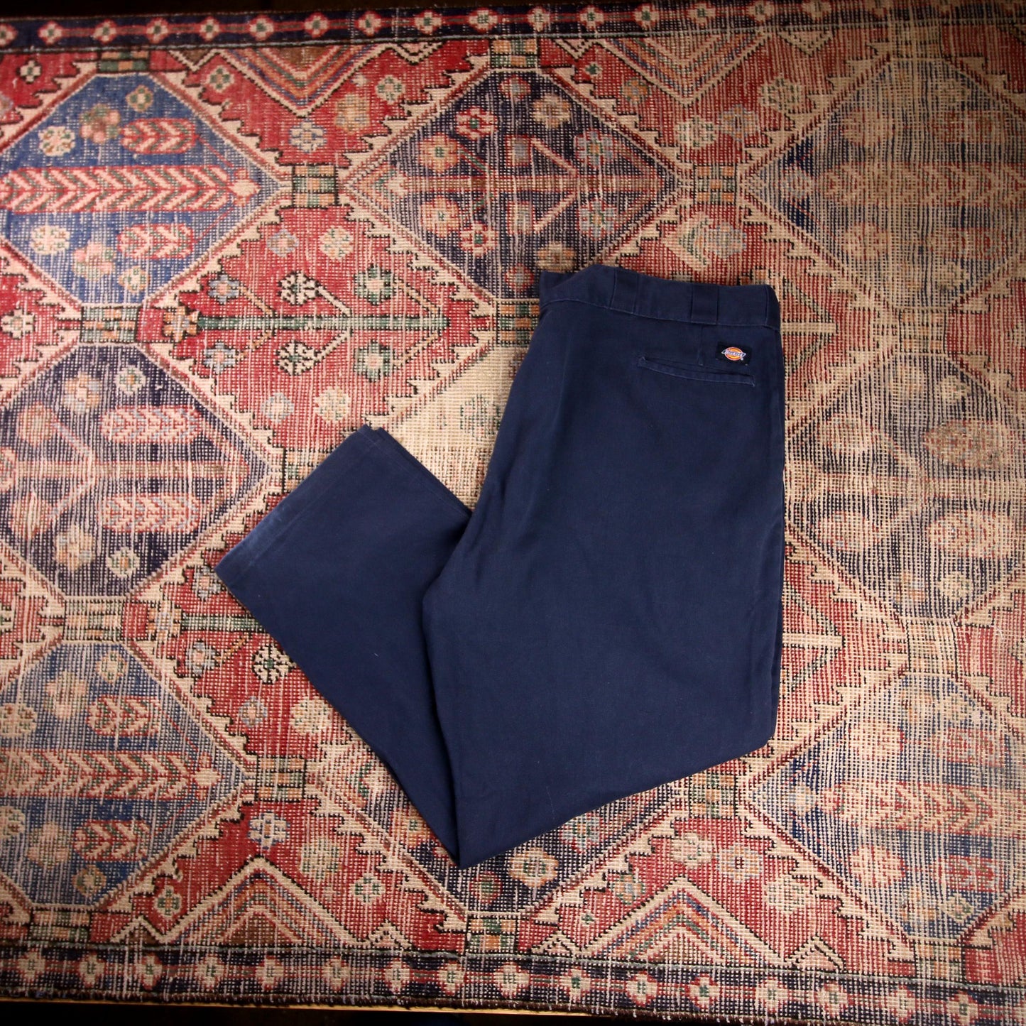 Dickies W46 L30 Straight Leg Blue Cotton Blend Trousers
