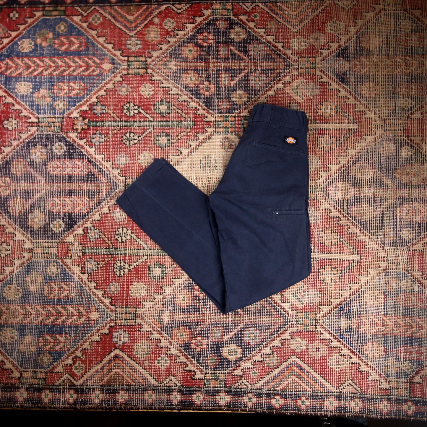 Dickies W26 L30 Straight Leg Blue Cotton Blend Trousers