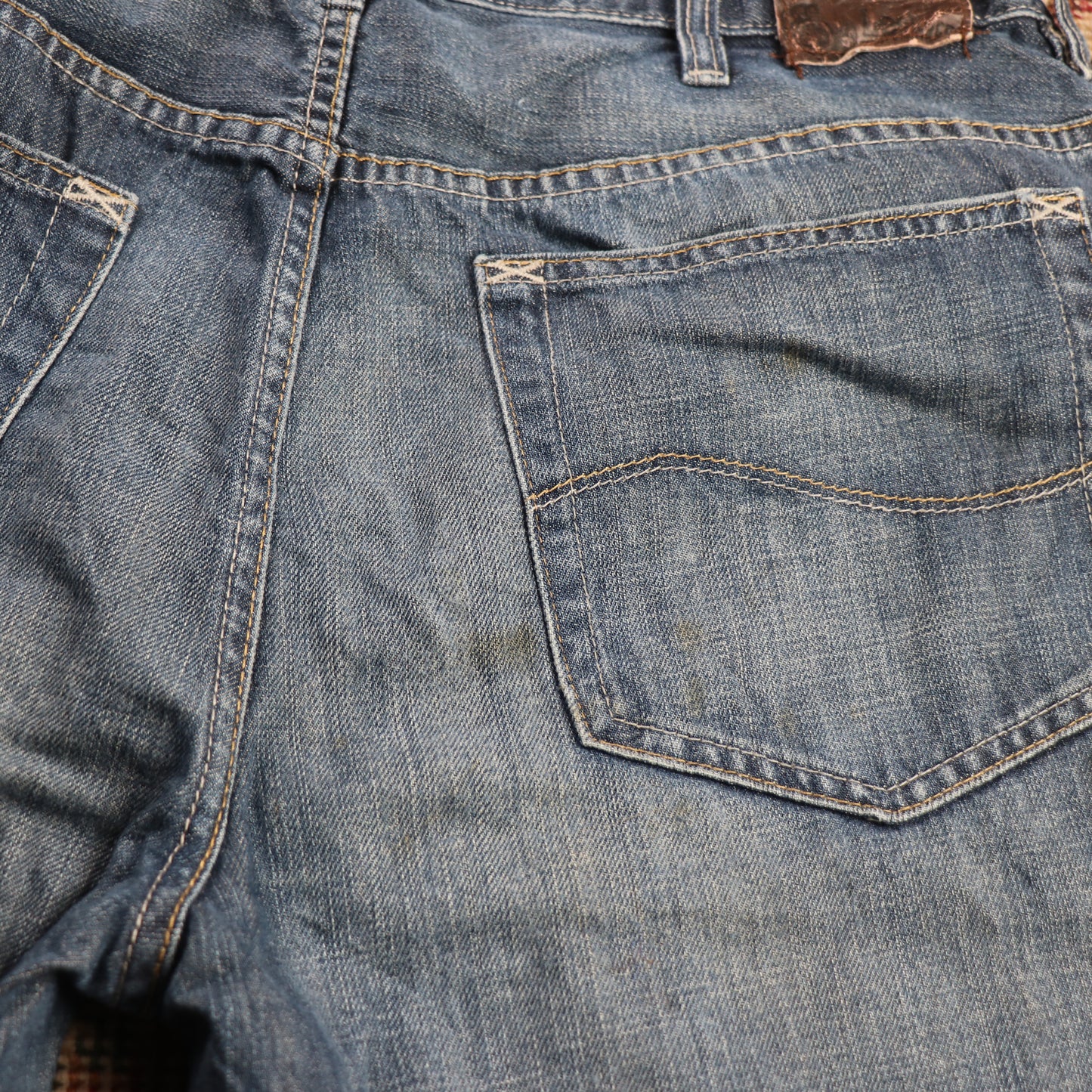 Lee W34 L33 Straight Leg Loose Fit Blue Denim Jeans