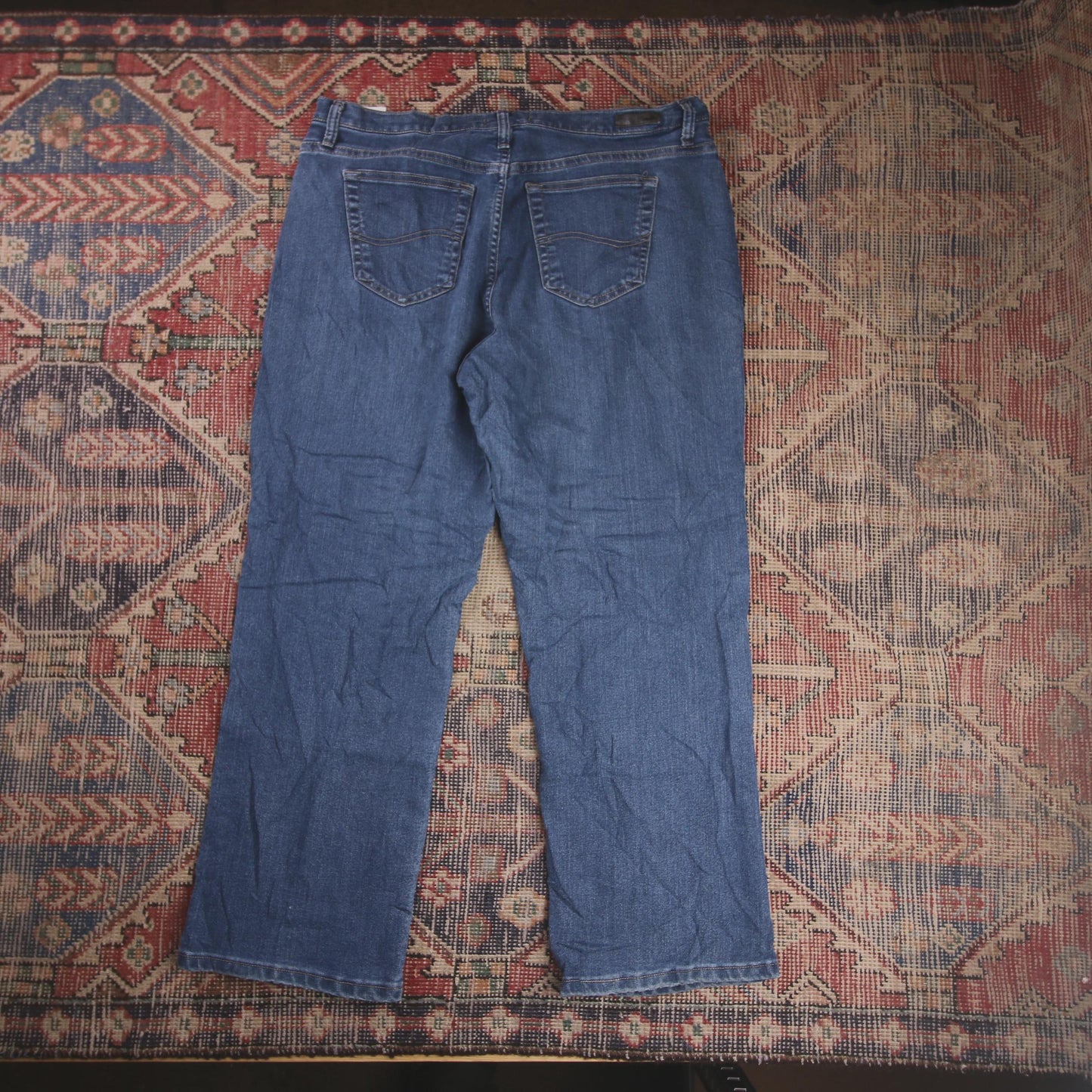 Lee W38 L27 Straight Leg Loose Fit Blue Denim Jeans