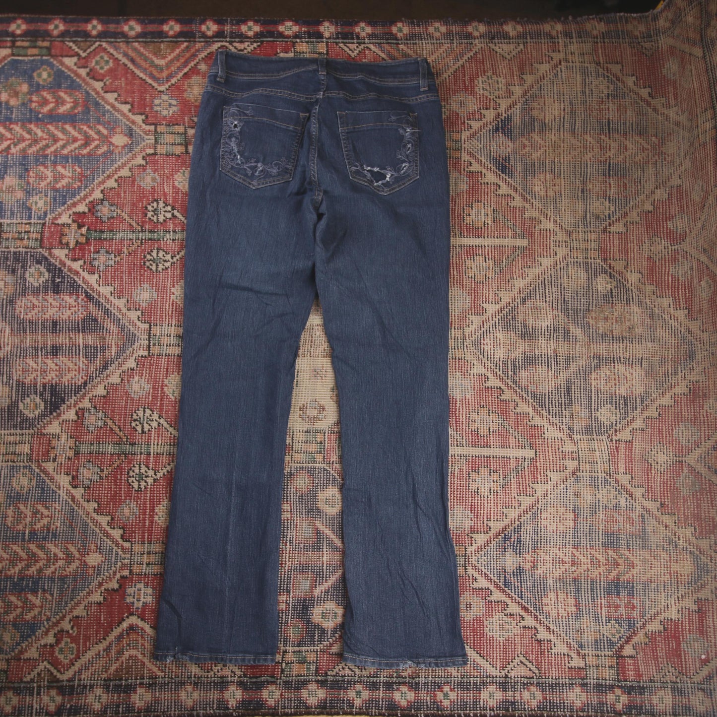 Lee W32 L30 Straight Leg Loose Fit Classic Ripped Style Blue Denim Jeans