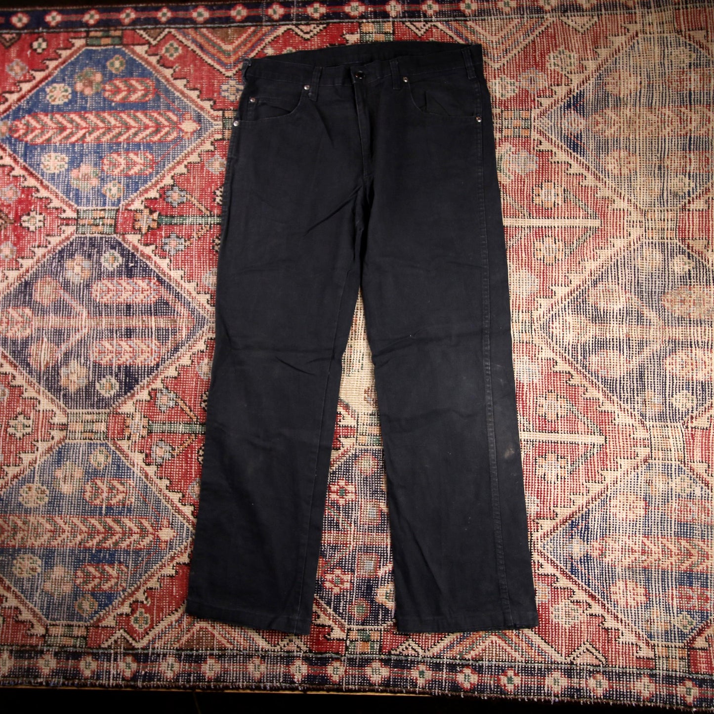 Dickies W34 L28 Straight Leg Black Cotton Blend Trousers