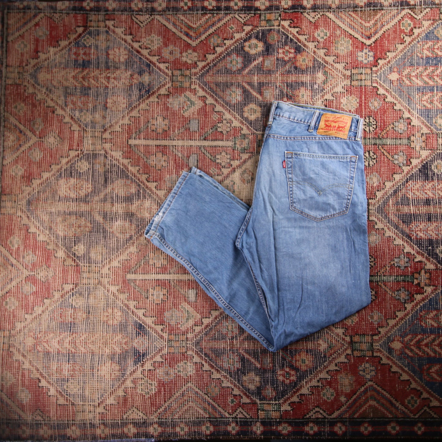Levi's 505 Orange Tab W40 L31 Straight Leg Regular Fit Blue Denim Jeans