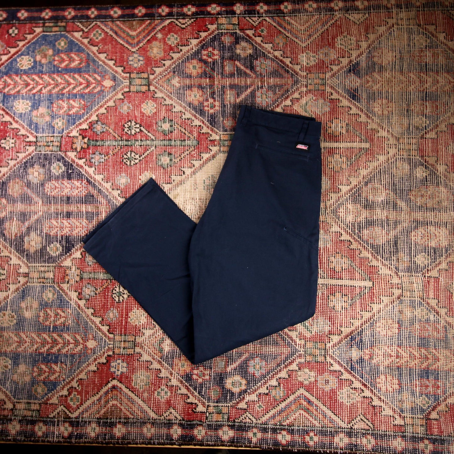 Dickies W36 L30 Straight Leg Blue Cotton Blend Trousers