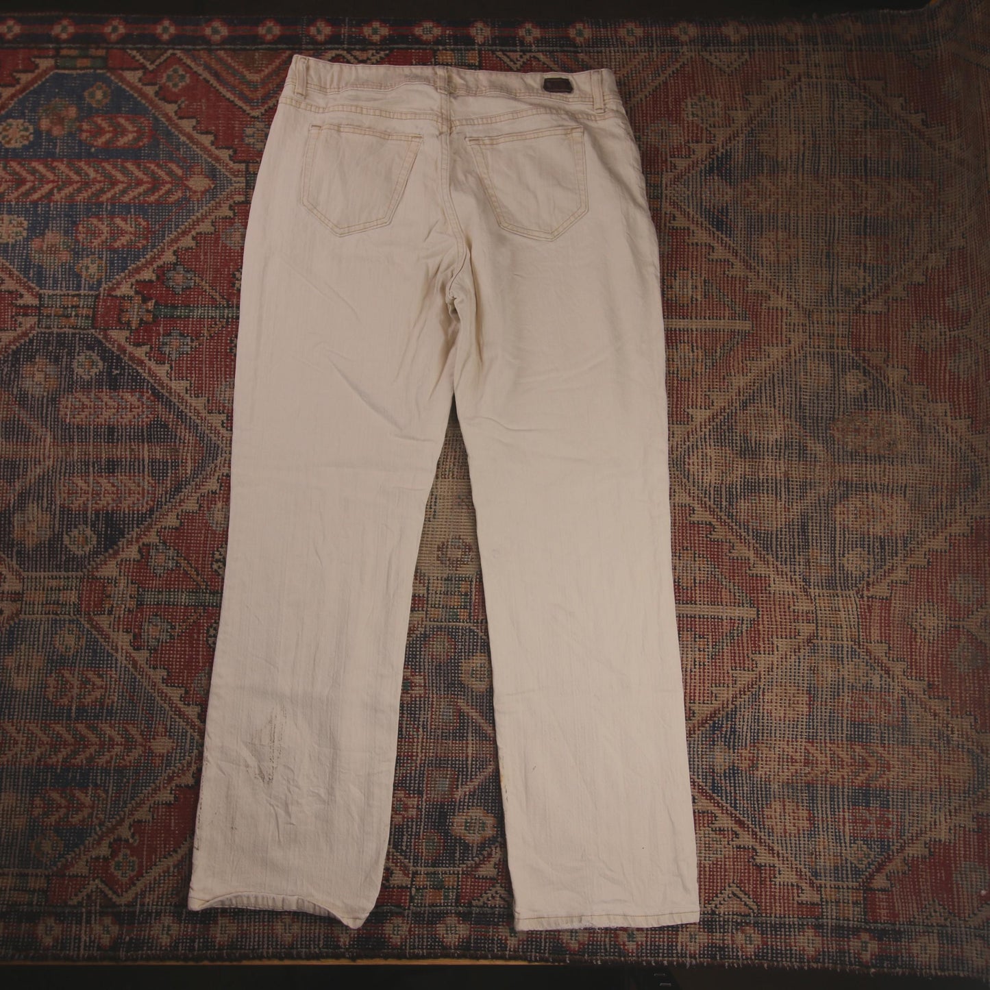 Lee W34 L30 Straight Leg Loose Fit White Denim Jeans