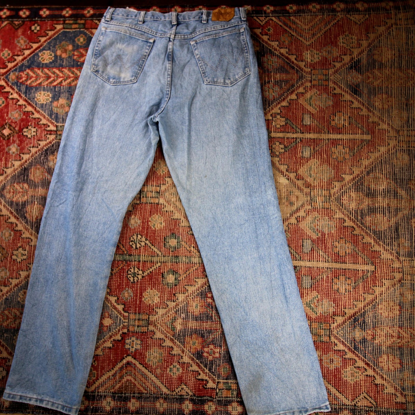 Wrangler W36 L34 Straight Leg Relaxed Fit Blue Denim Jeans