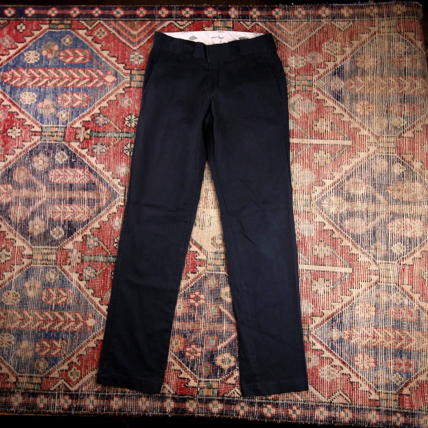Dickies W28 L31 Straight Leg Black Cotton Blend Trousers