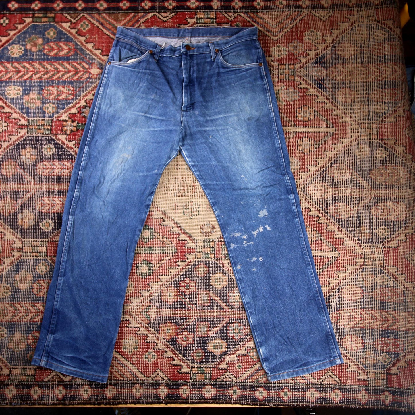 Wrangler W34 L29 Straight Leg Relaxed Fit Blue Denim Jeans