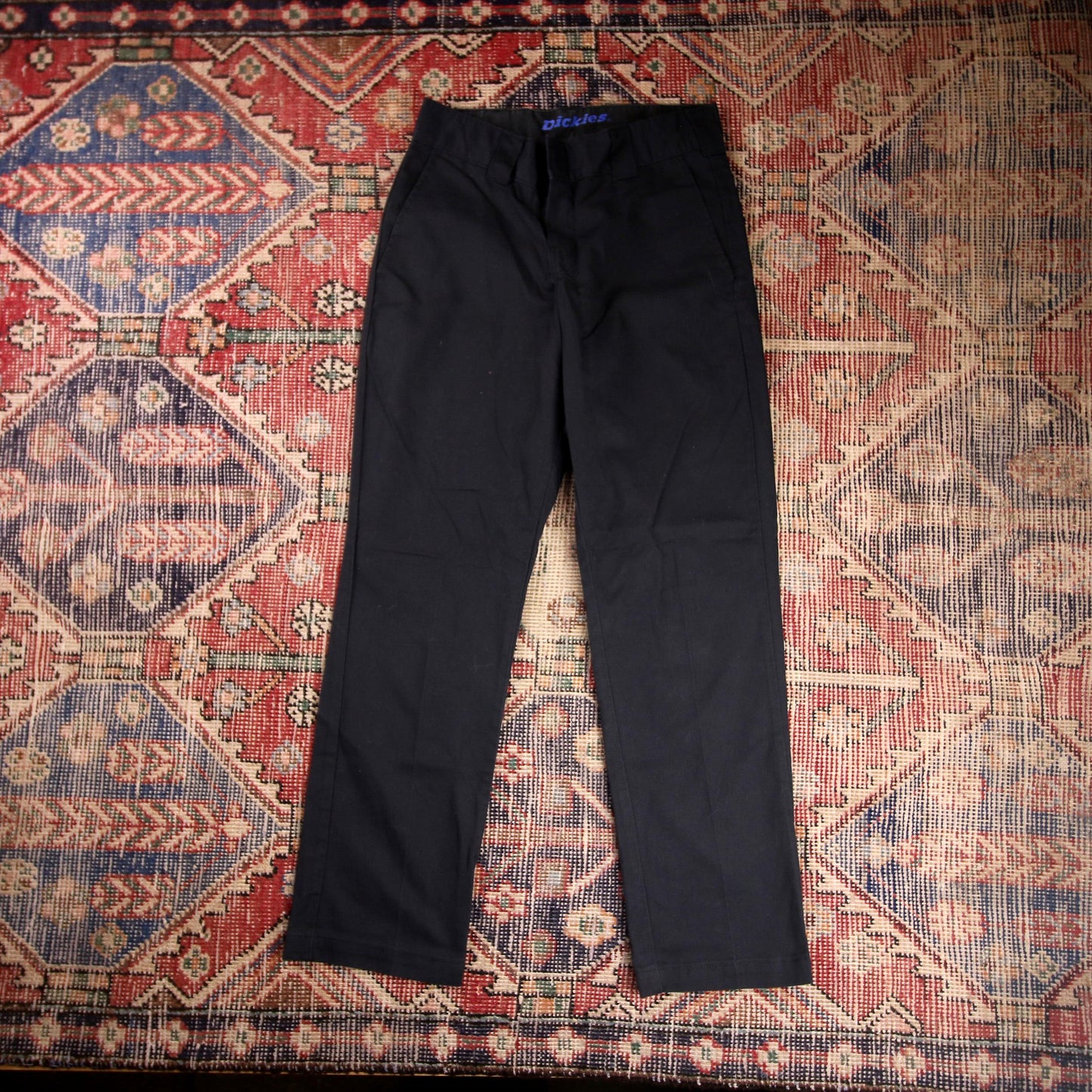Dickies W26 L27 Straight Leg Black Cotton Blend Trousers