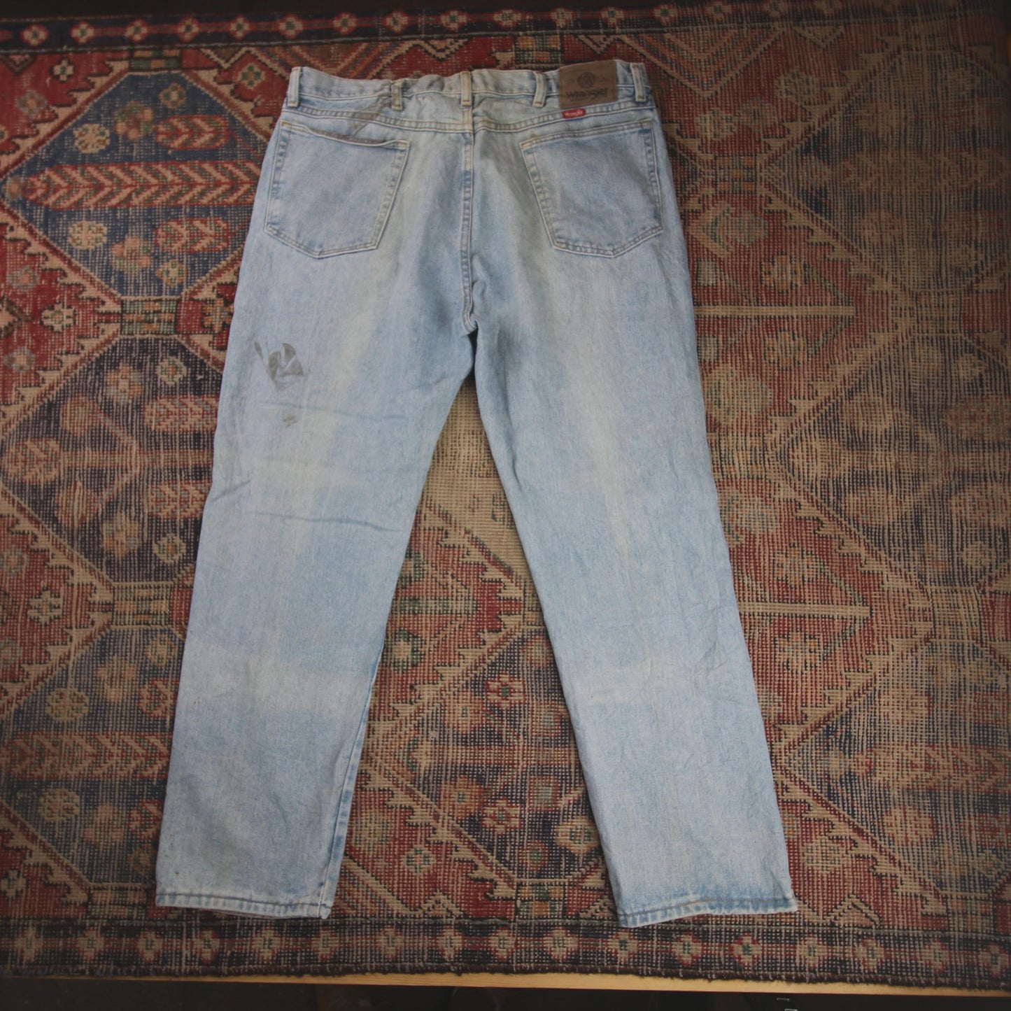 Wrangler W36 L28 Straight Leg Relaxed Fit Blue Denim Jeans