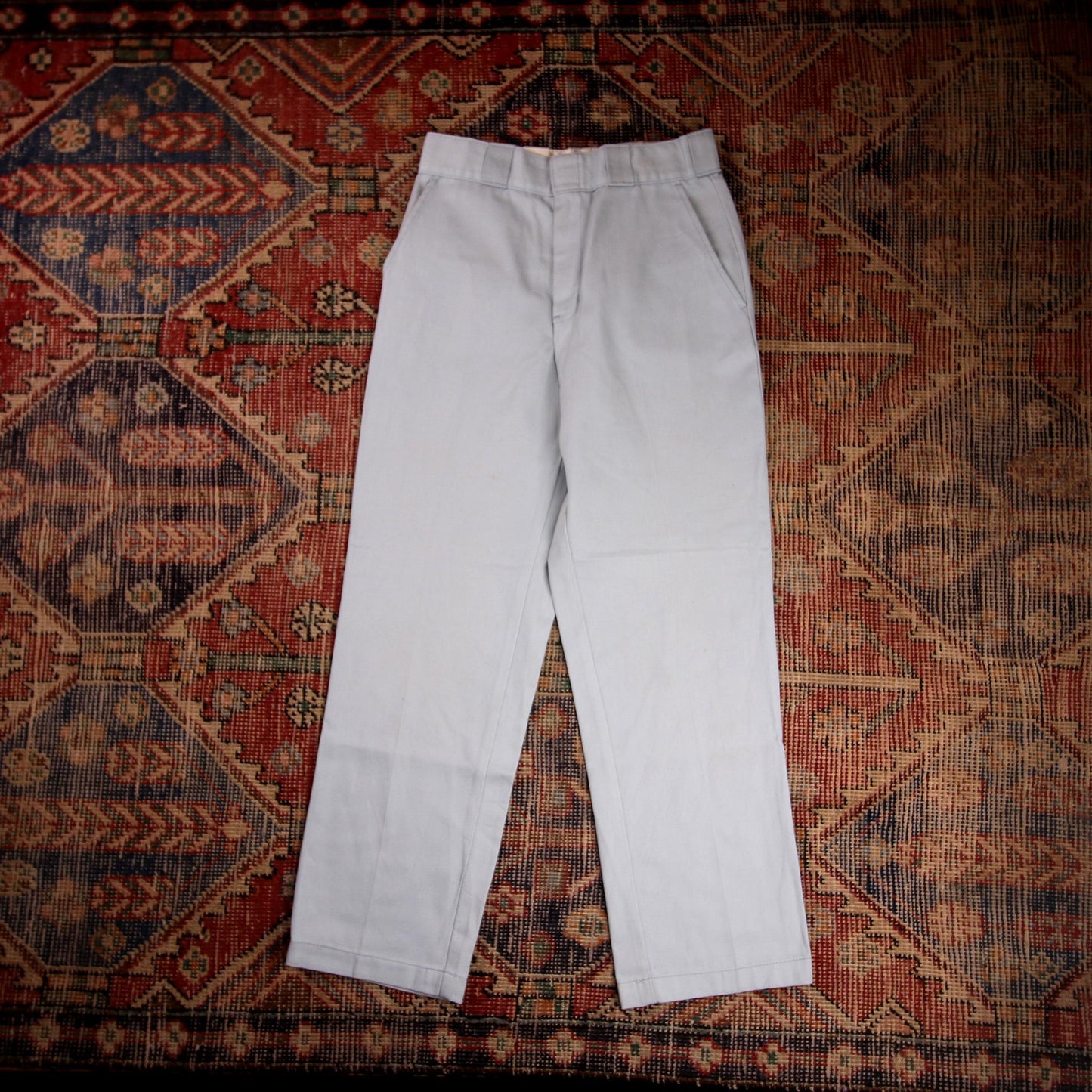 Dickies W26 L25 Straight Leg Blue Cotton Blend Trousers