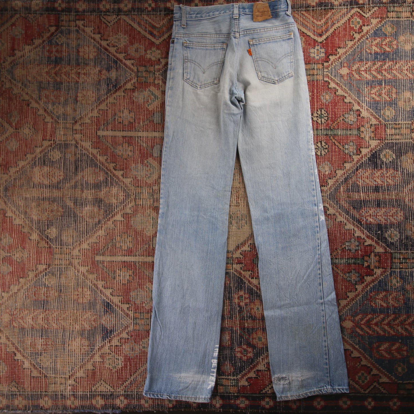 Levi's 501 Orange Tab W26 L34 Original Fit Blue Denim Jeans