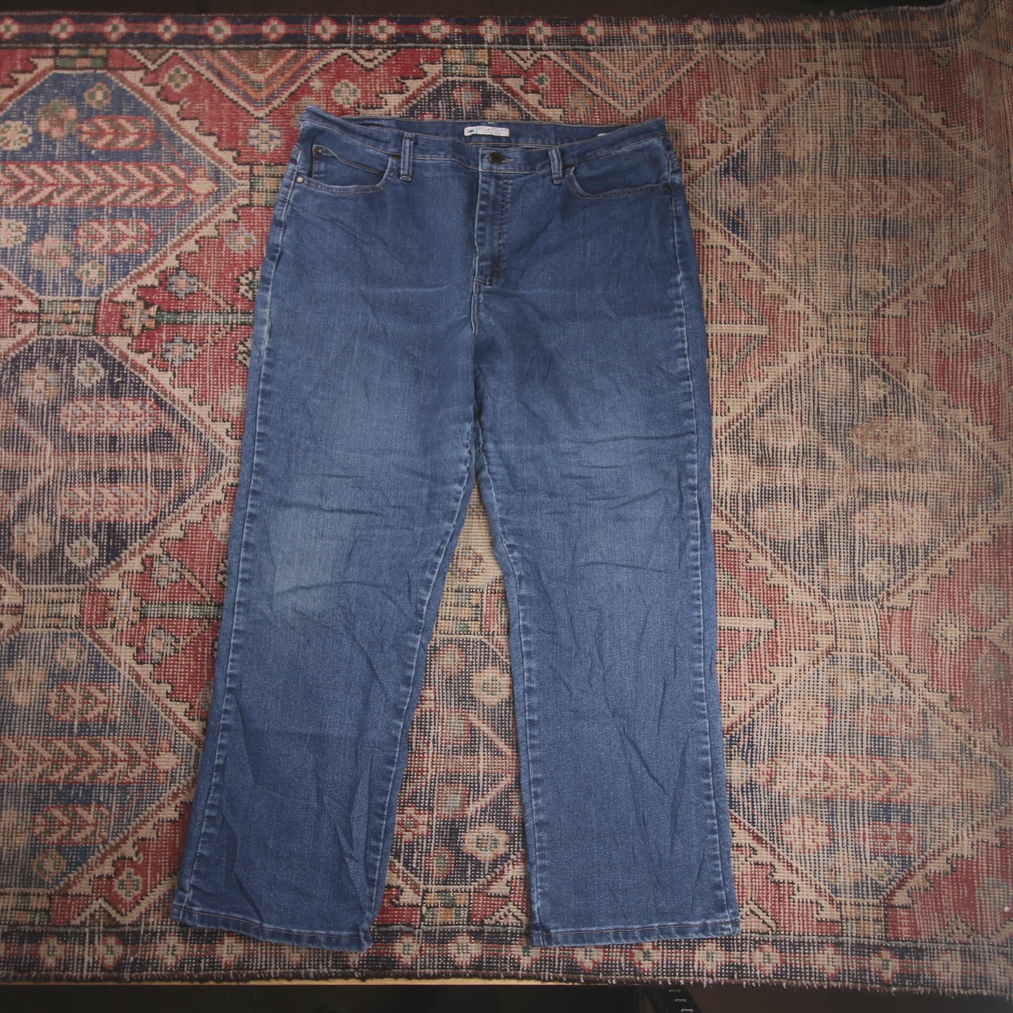 Lee W38 L27 Straight Leg Loose Fit Blue Denim Jeans
