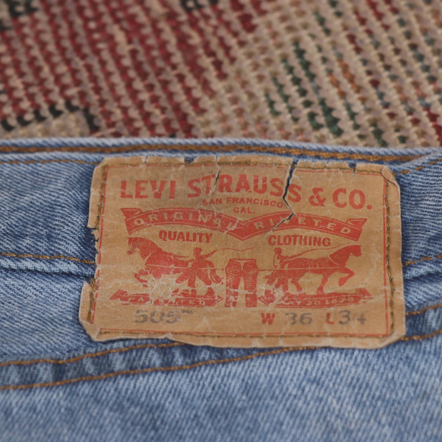 Levi's 505 W36 L34 Straight Leg Regular Fit Blue Denim Jeans