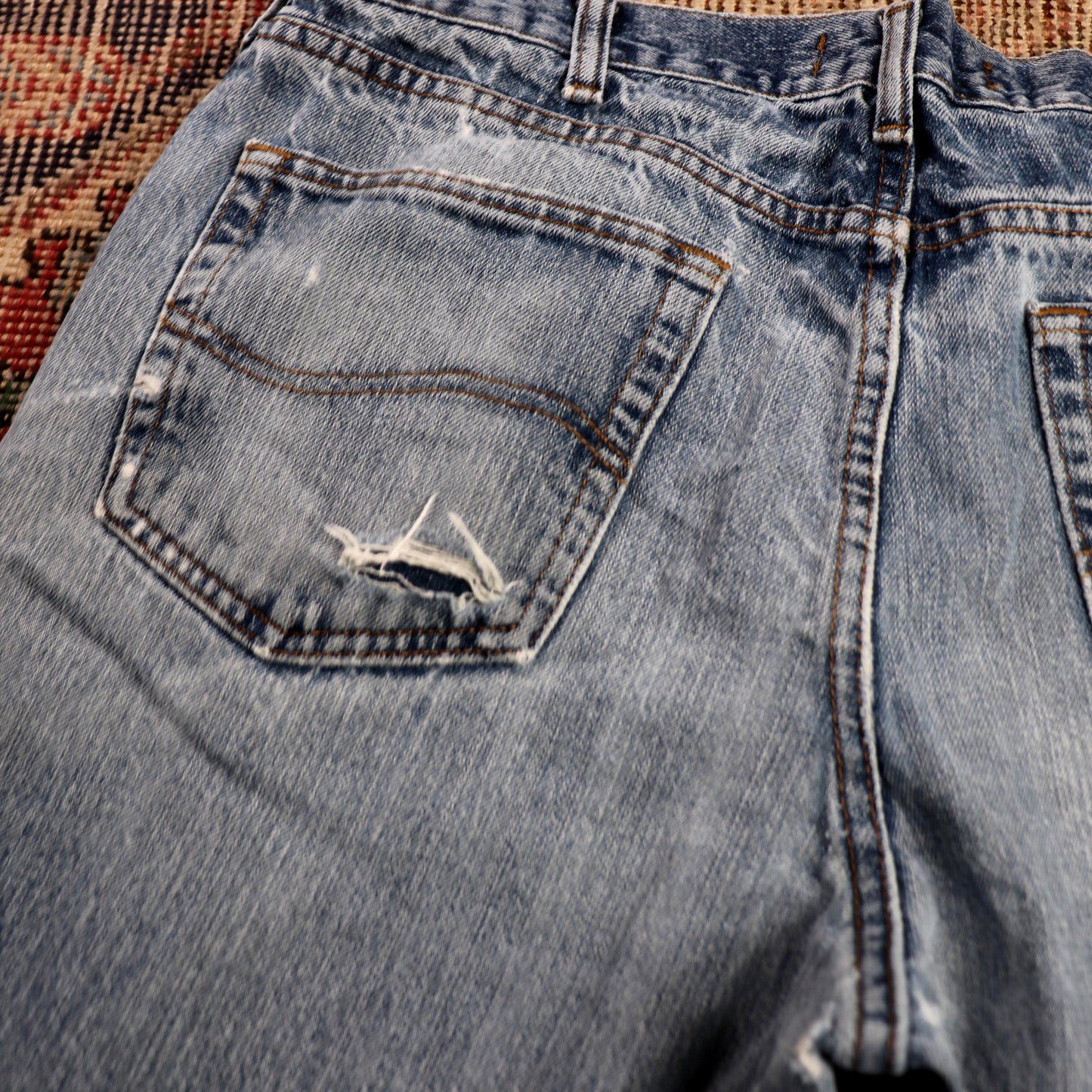 Lee W36 L30 Straight Leg Relaxed Fit Classic Ripped Style Blue Denim Jeans