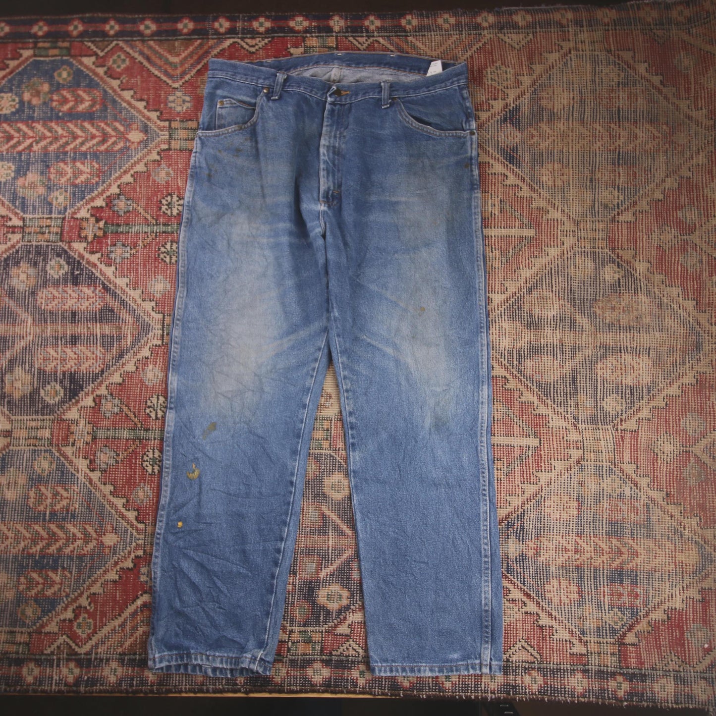 Wrangler W38 L30 Straight Leg Relaxed Fit Blue Denim Jeans
