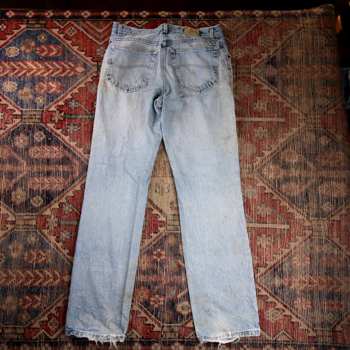 Lee W32 L31 Straight Leg Relaxed Fit Classic Ripped Style Blue Denim Jeans