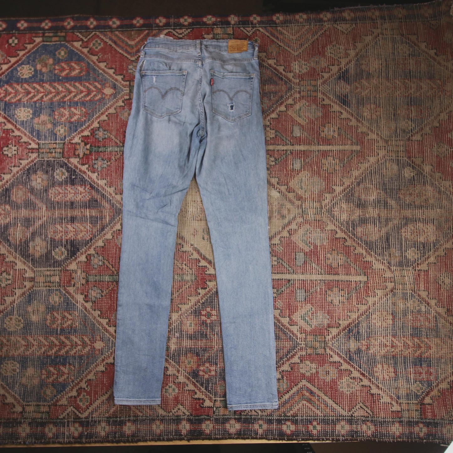 Levi's 721 W26 L30 Skinny Classic Ripped Style Blue Denim Jeans