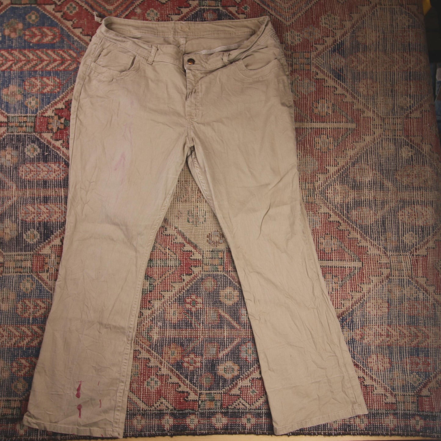 Lee W38 L29 Straight Leg Regular Fit Beige Denim Trousers