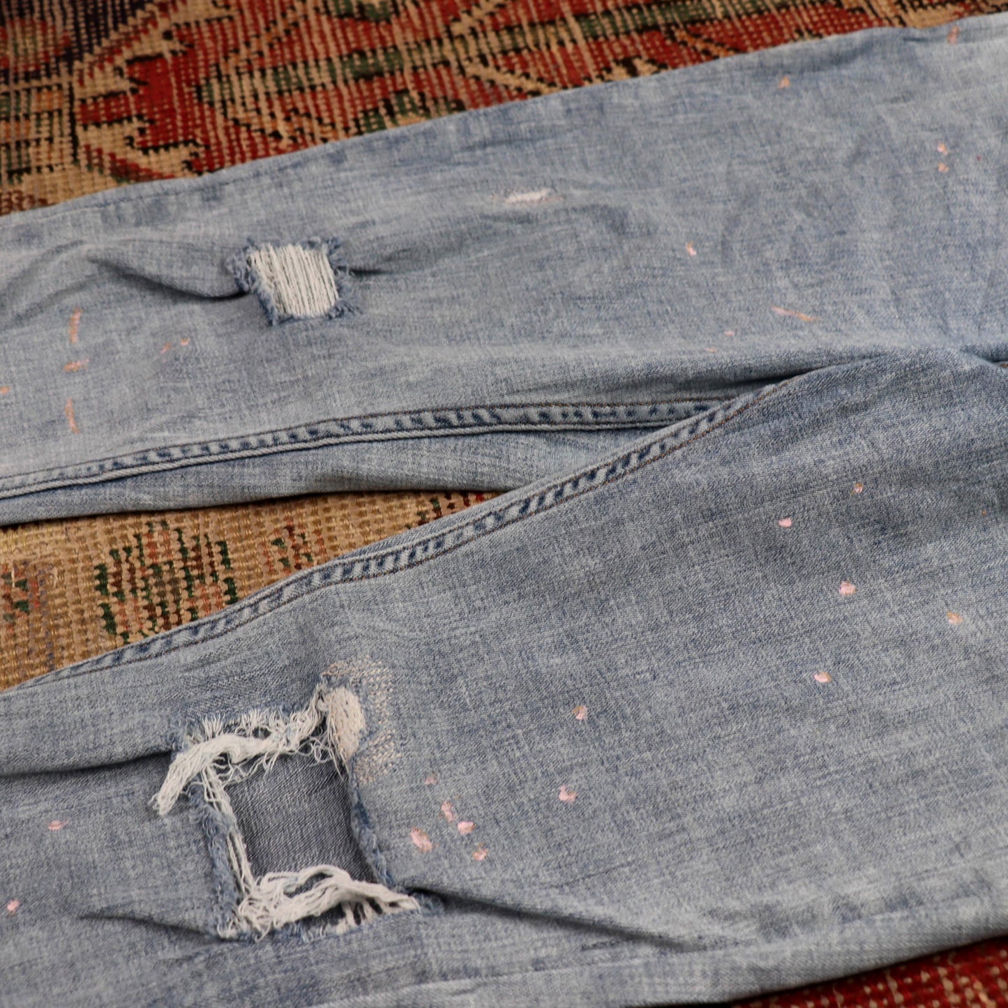 Levi's 535 W2 L29 Skinny Classic Ripped Style Blue Denim Jeans