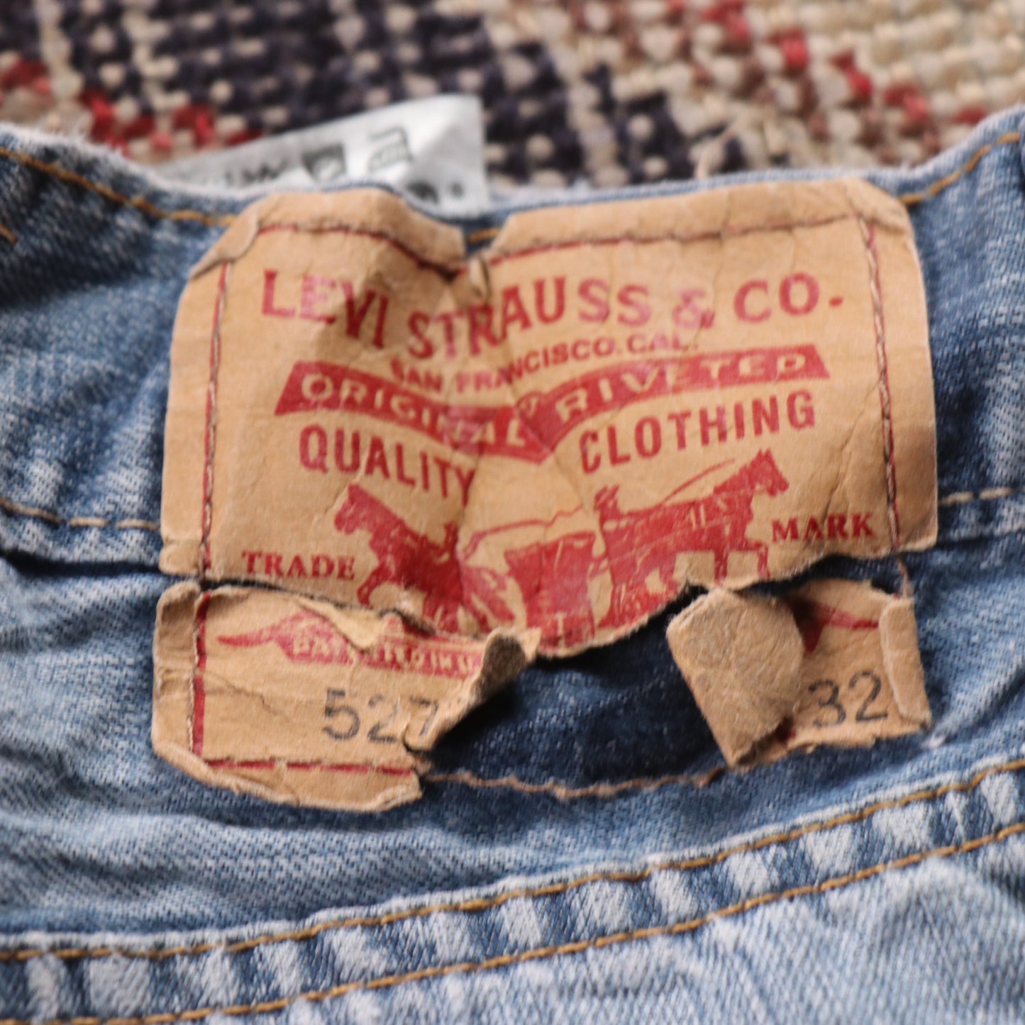 Levi's 527 W34 L31 Bootcut Classic Ripped Style Blue Denim Jeans