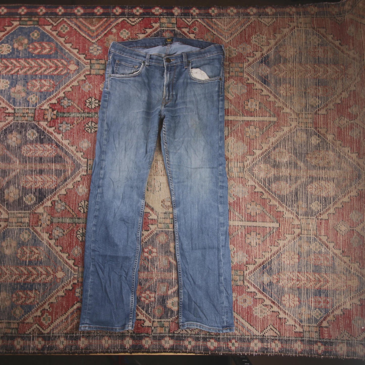 Lee W34 L28 Straight Leg Loose Fit Blue Denim Jeans
