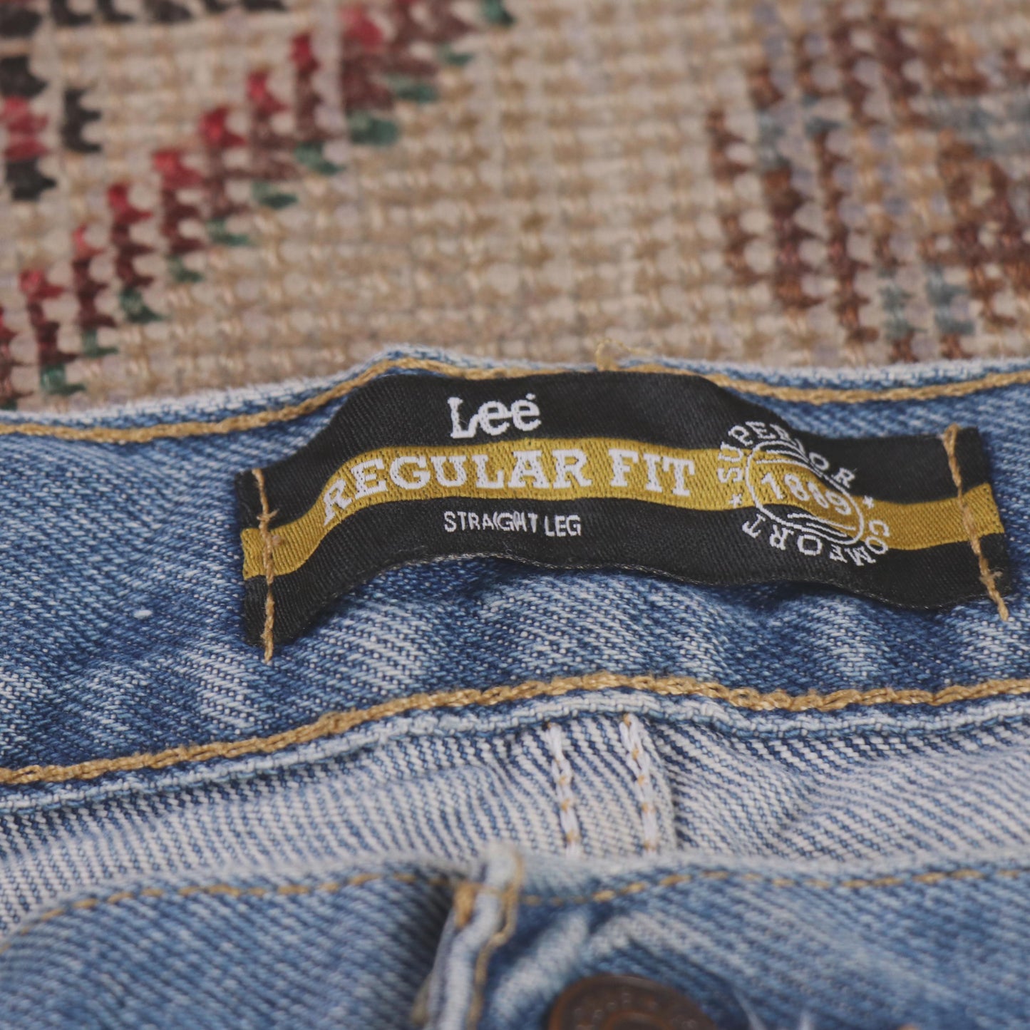 Lee W38 L28 Straight Leg Regular Fit Blue Denim Jeans