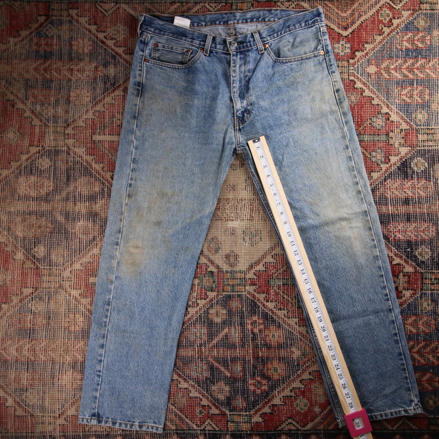 Levi's 505 Orange Tab W38 L28 Straight Leg Regular Fit Blue Denim Jeans