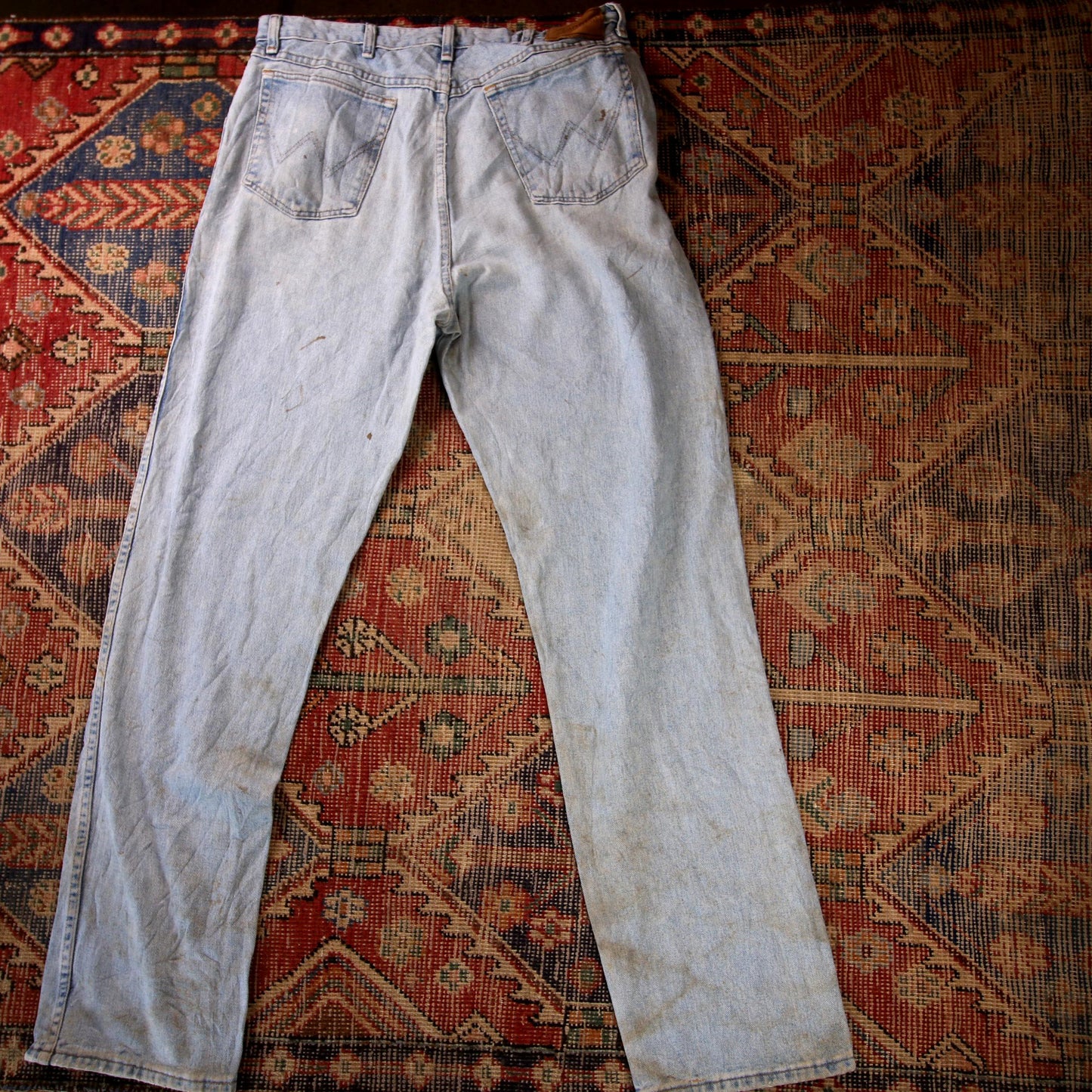 Wrangler W34 L34 Straight Leg Relaxed Fit Blue Denim Jeans