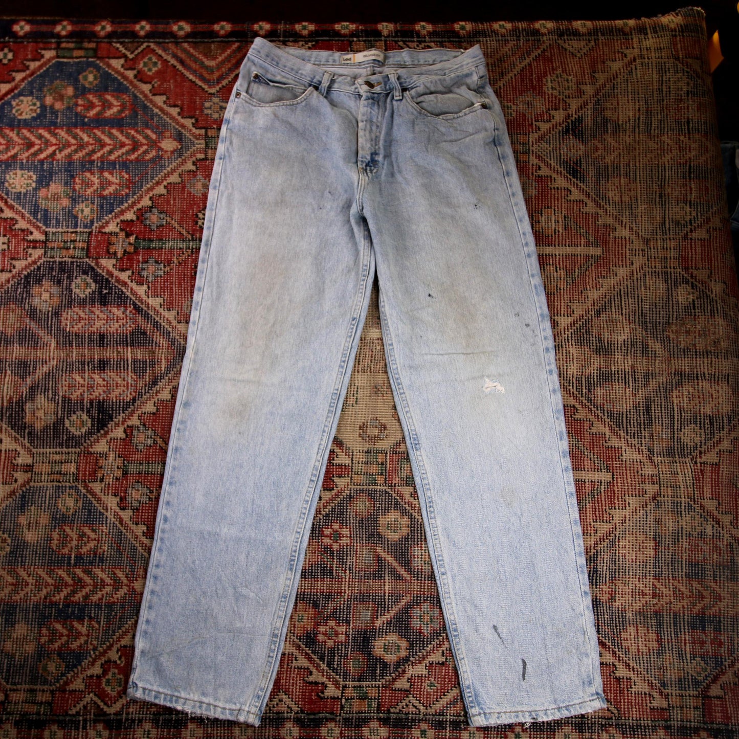 Lee W34 L32 Straight Leg Relaxed Fit Blue Denim Jeans