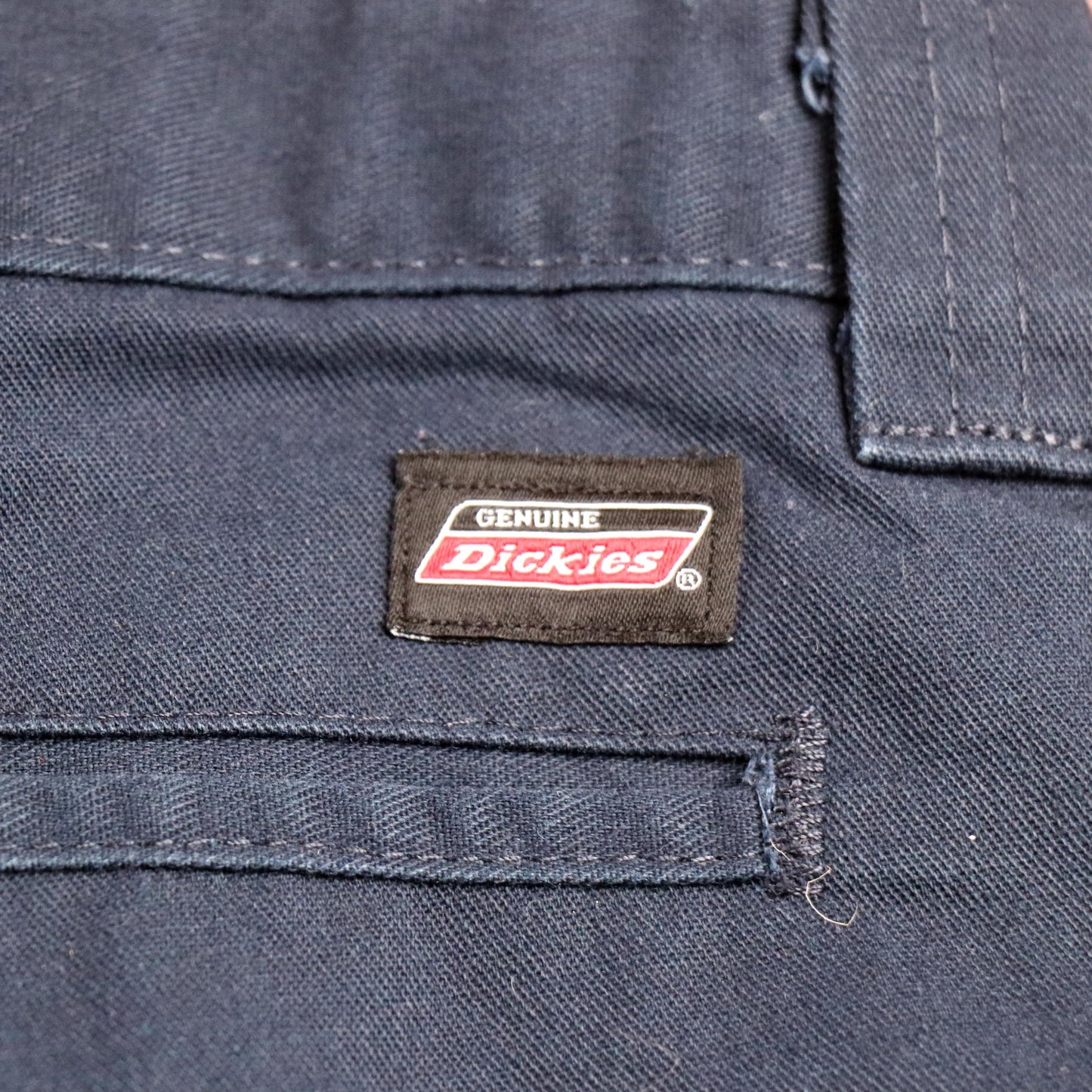 Dickies Double Knee W28 L28 Straight Leg Blue Cotton Blend Trousers