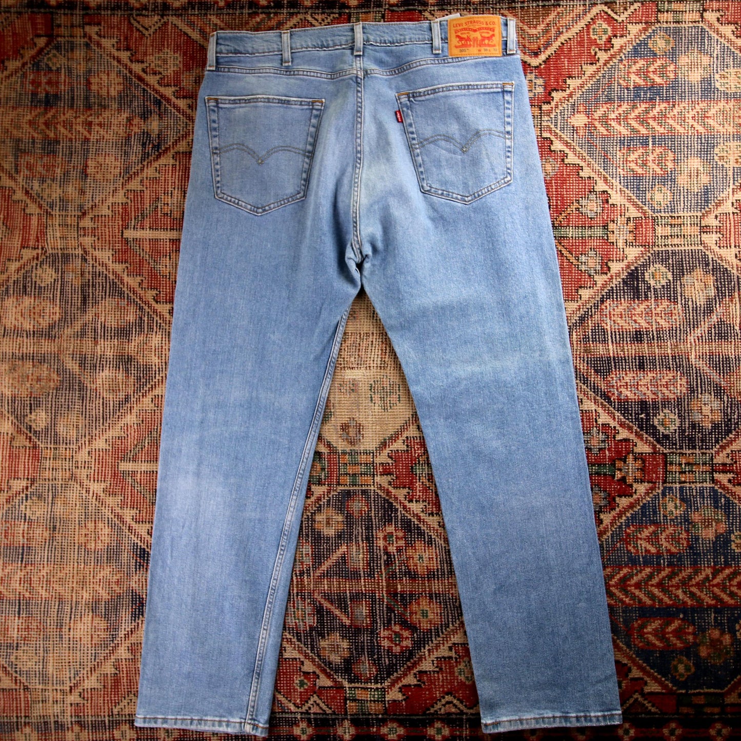 Levi's 505 Red Tab W34 L31 Straight Leg Regular Fit Blue Denim Jeans