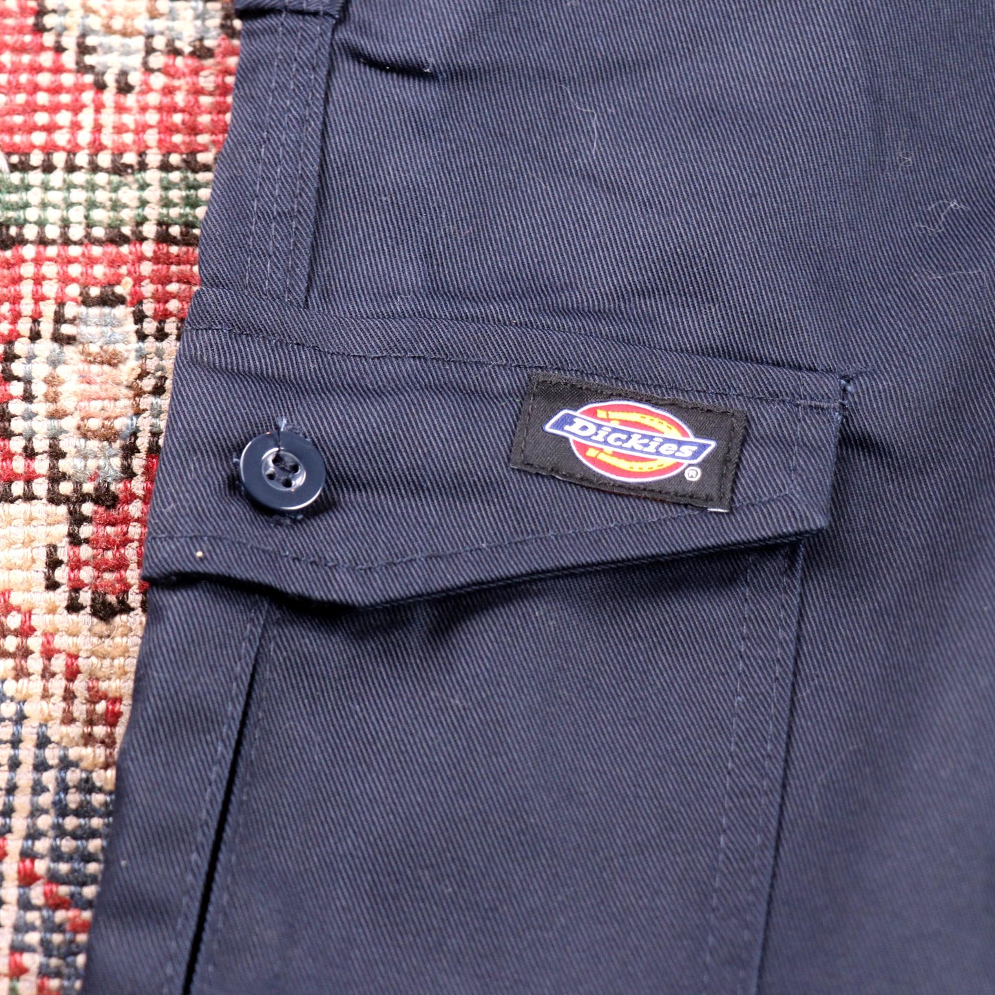 Dickies Double Knee W40 L31 Cargo Navy Cotton Blend Trousers