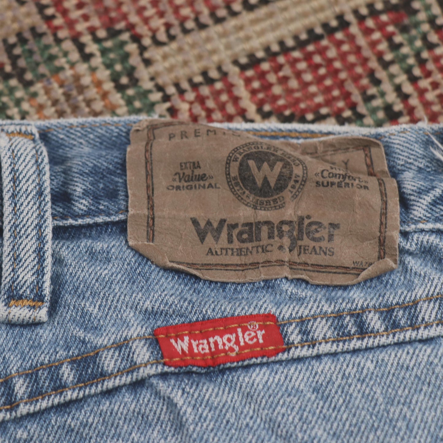 Wrangler W38 L31 Straight Leg Blue Denim Jeans
