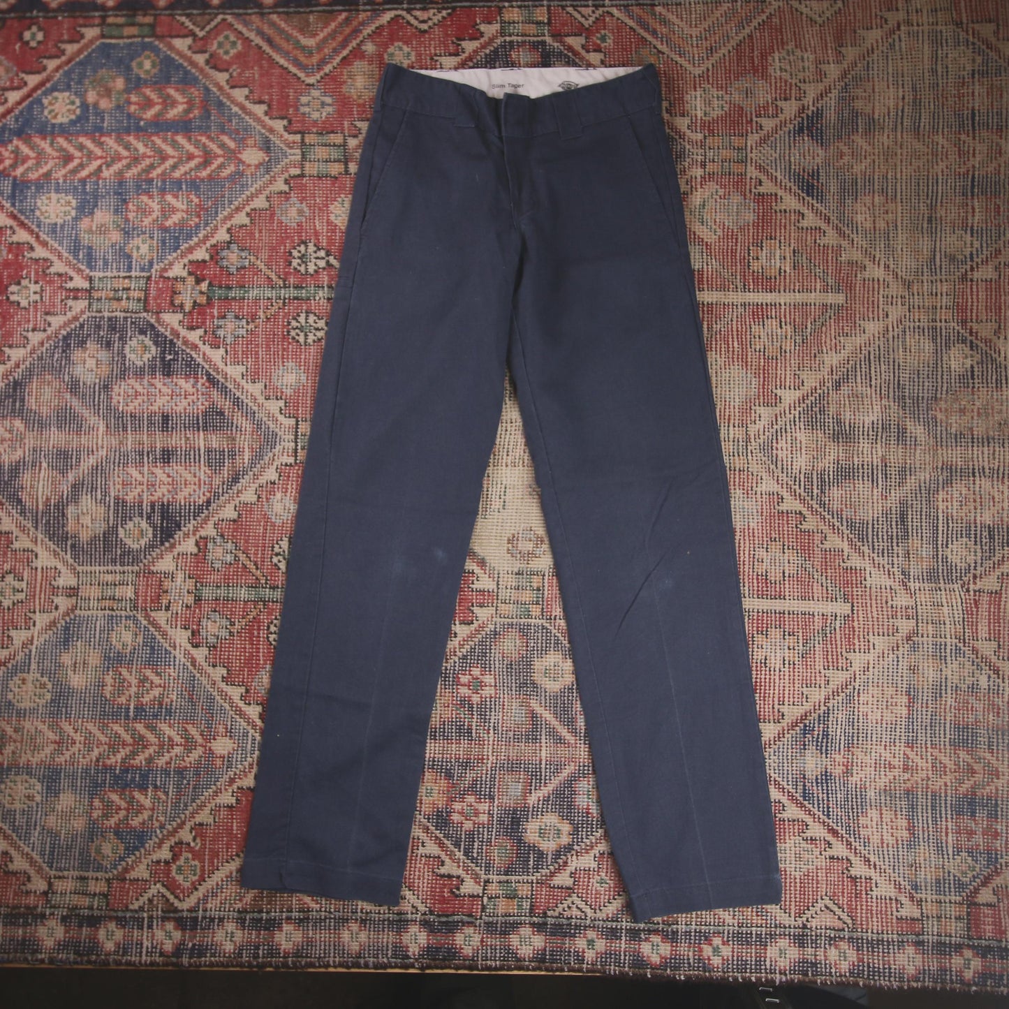 Dickies W26 L30 Straight Leg Blue Cotton Blend Trousers