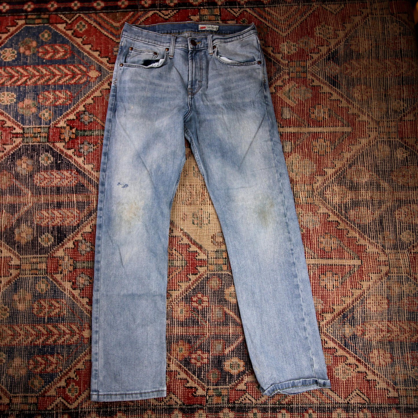 Wrangler W32 L29 Straight Leg Slim Fit Blue Denim Jeans