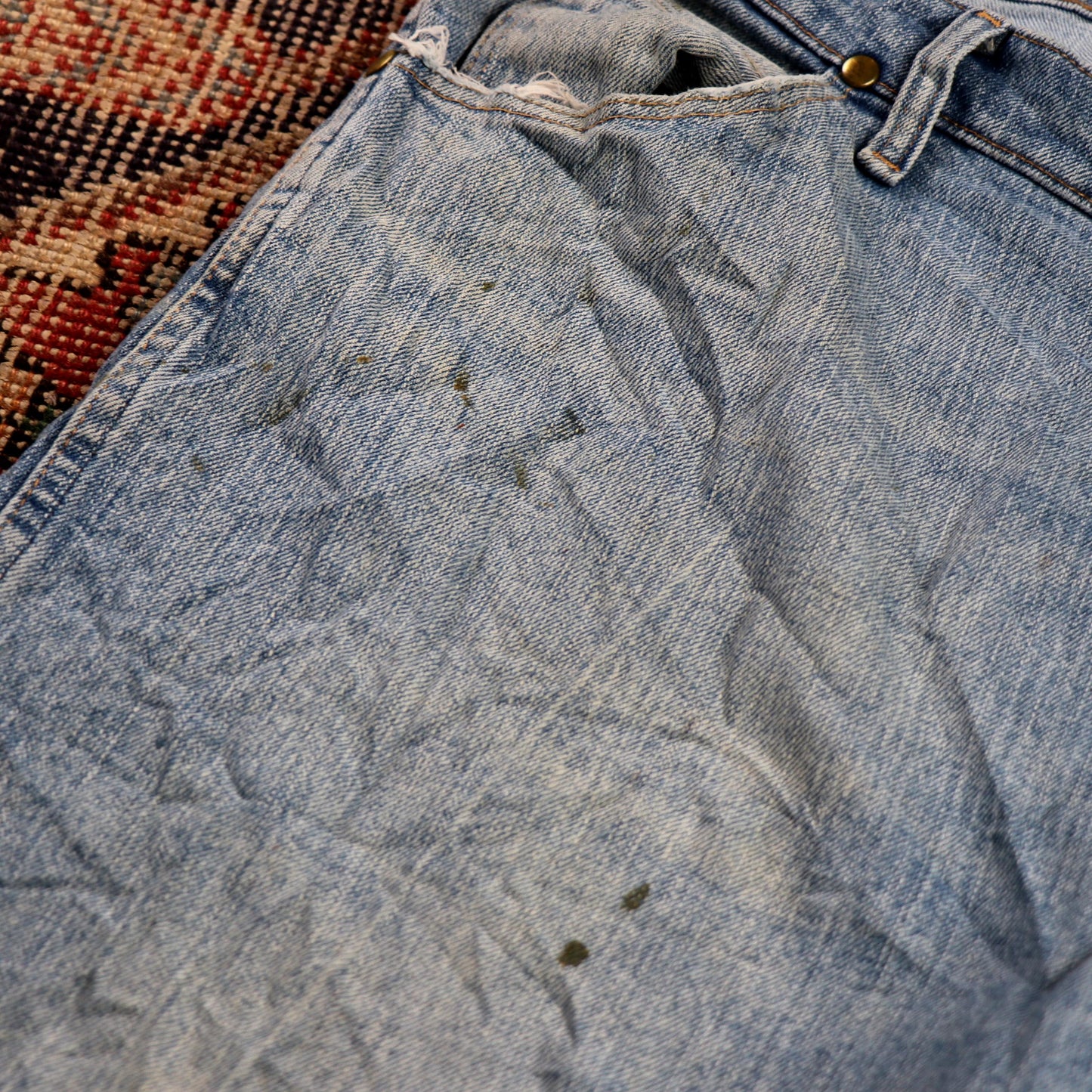 Wrangler W38 L31 Straight Leg Relaxed Fit Blue Denim Jeans