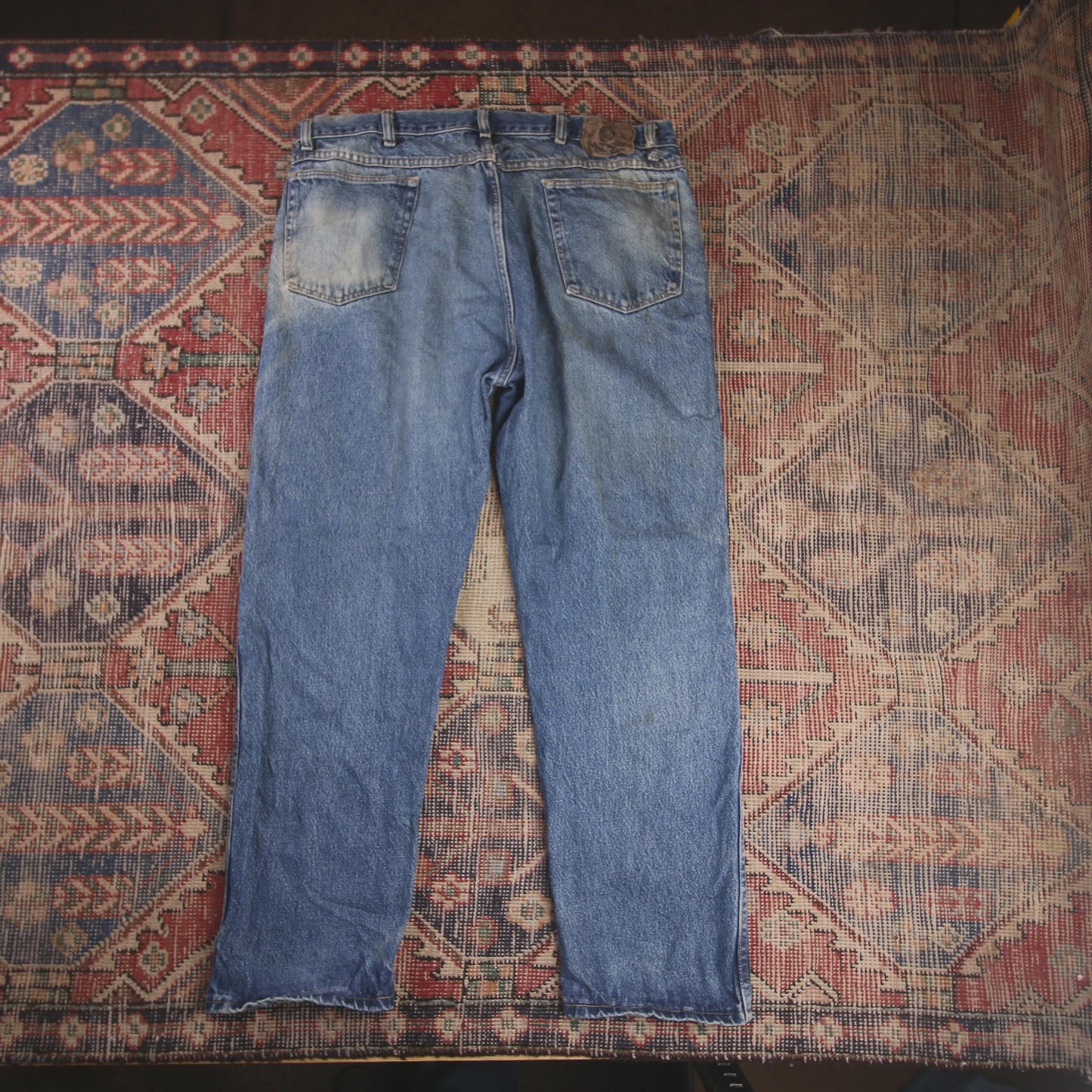 Wrangler W36 L28 Straight Leg Relaxed Fit Blue Denim Jeans