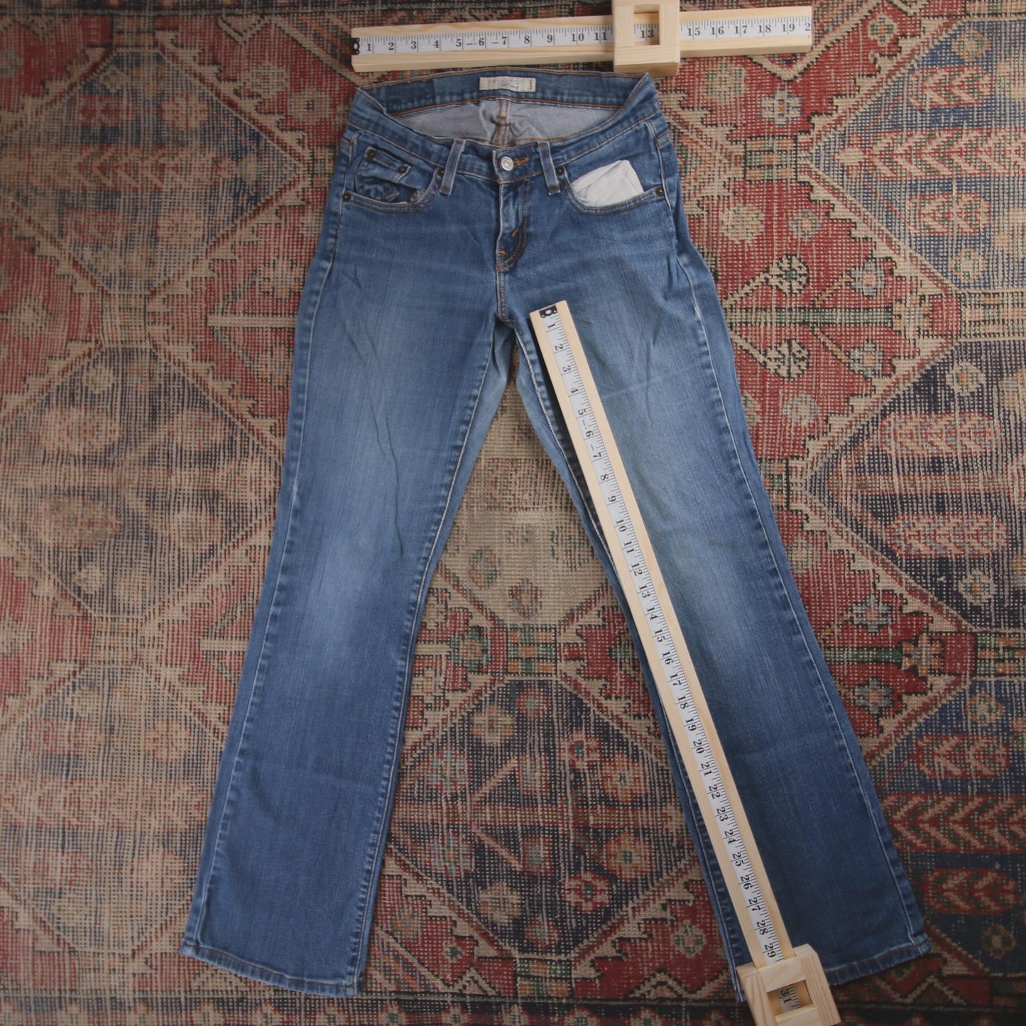 Levi's 529 Red Tab W26 L31 Bootcut Slim Fit Blue Denim Jeans