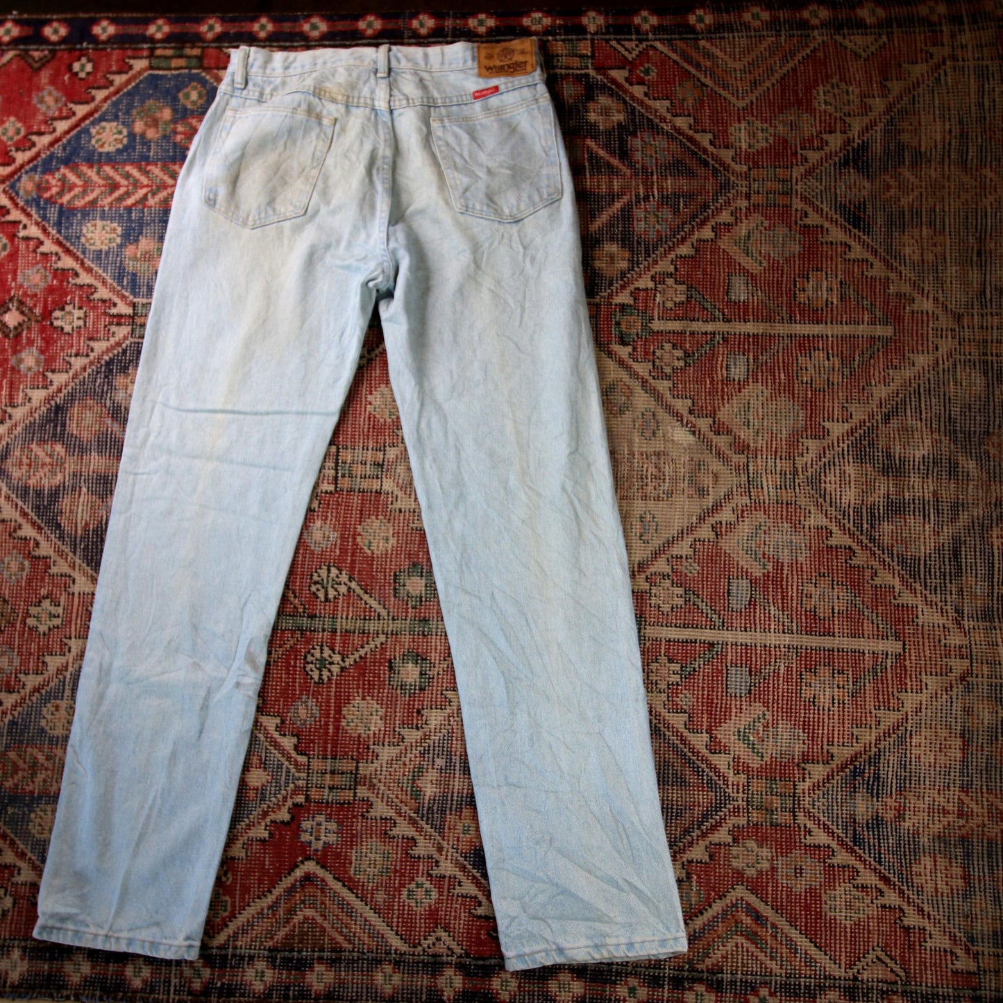 Wrangler W34 L32 Straight Leg Relaxed Fit Blue Denim Jeans