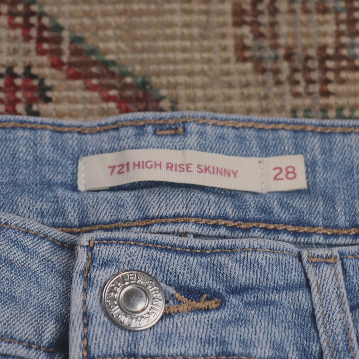 Levi's 721 W26 L27 Skinny Classic Ripped Style Blue Denim Jeans
