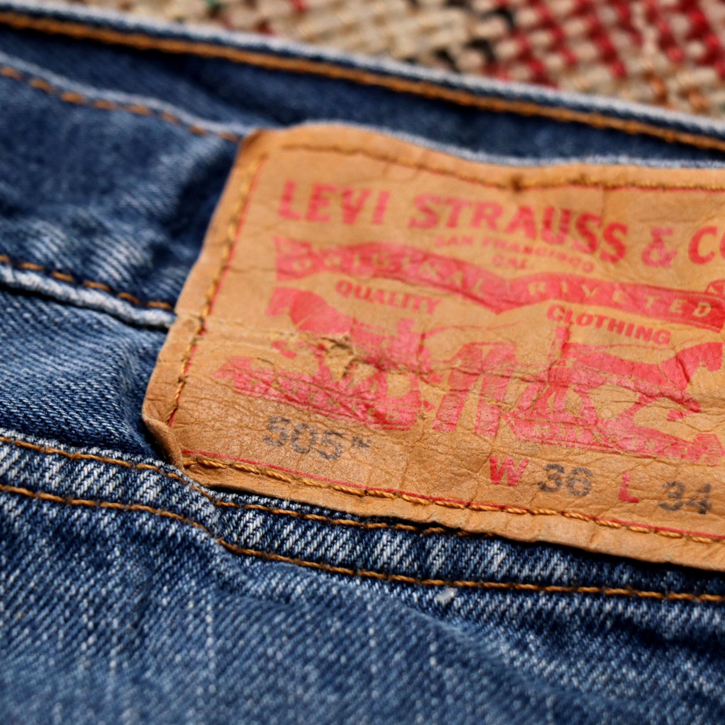 Levi's 505 W36 L32 Straight Leg Regular Fit Blue Denim Jeans
