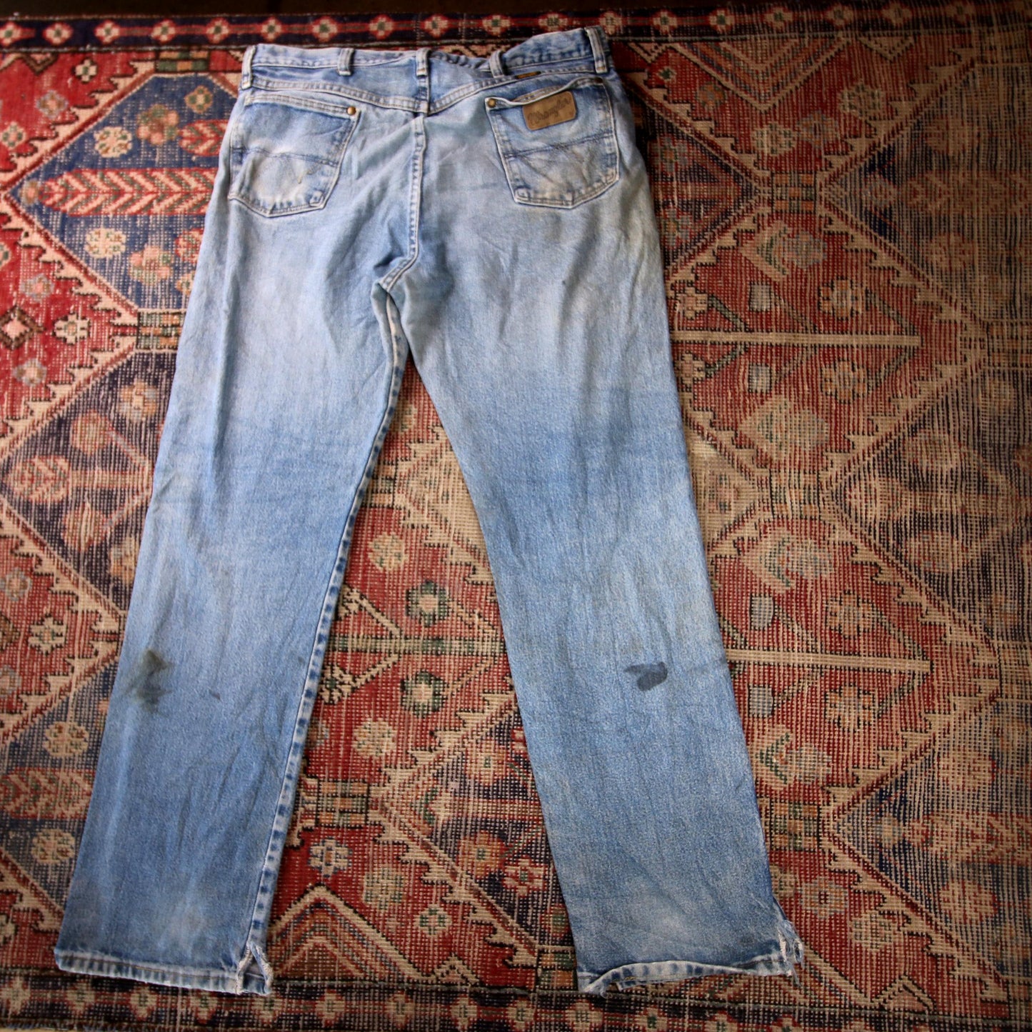 Wrangler W36 L32 Straight Leg Relaxed Fit Blue Denim Jeans