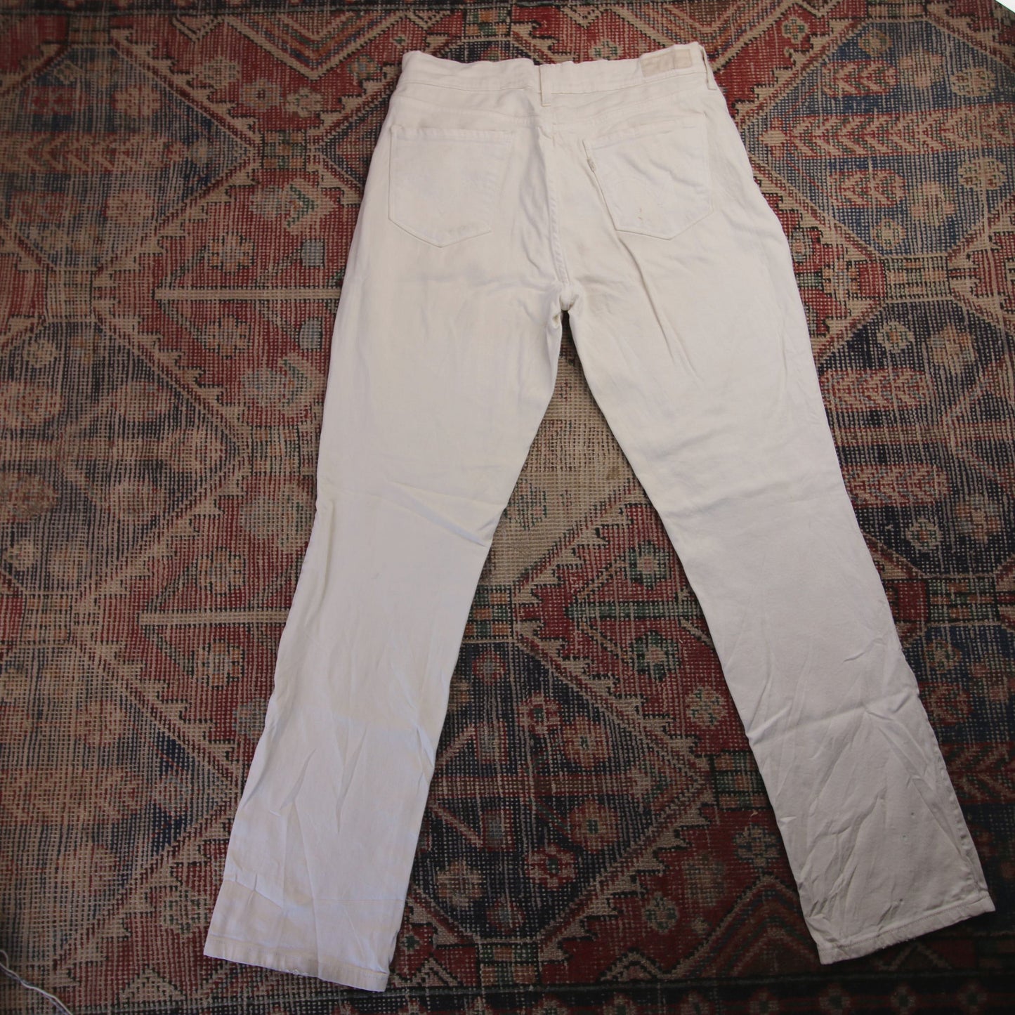 Levi's 505 W30 L30 Straight Leg Regular Fit White Denim Jeans