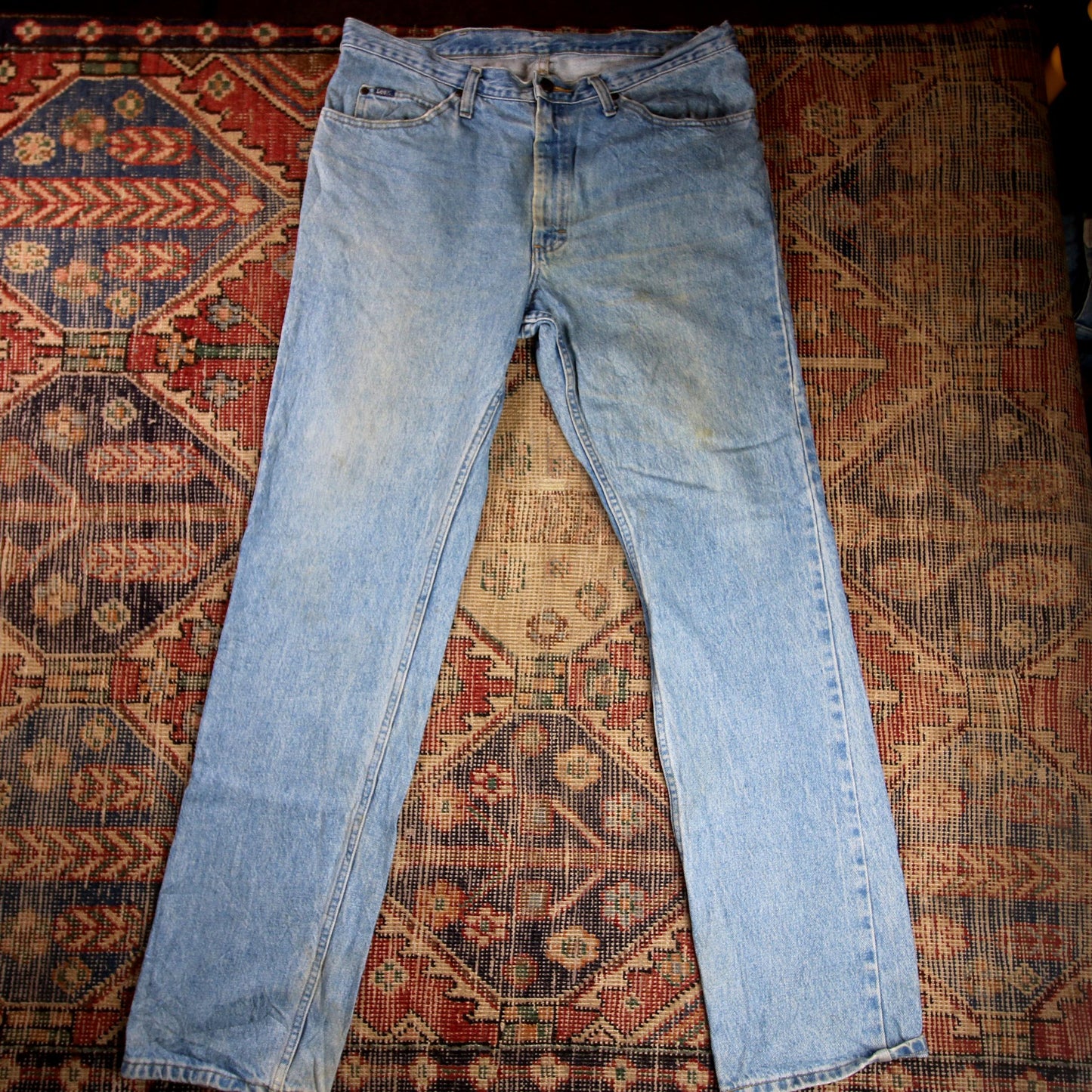 Lee W38 L34 Straight Leg Relaxed Fit Blue Denim Jeans
