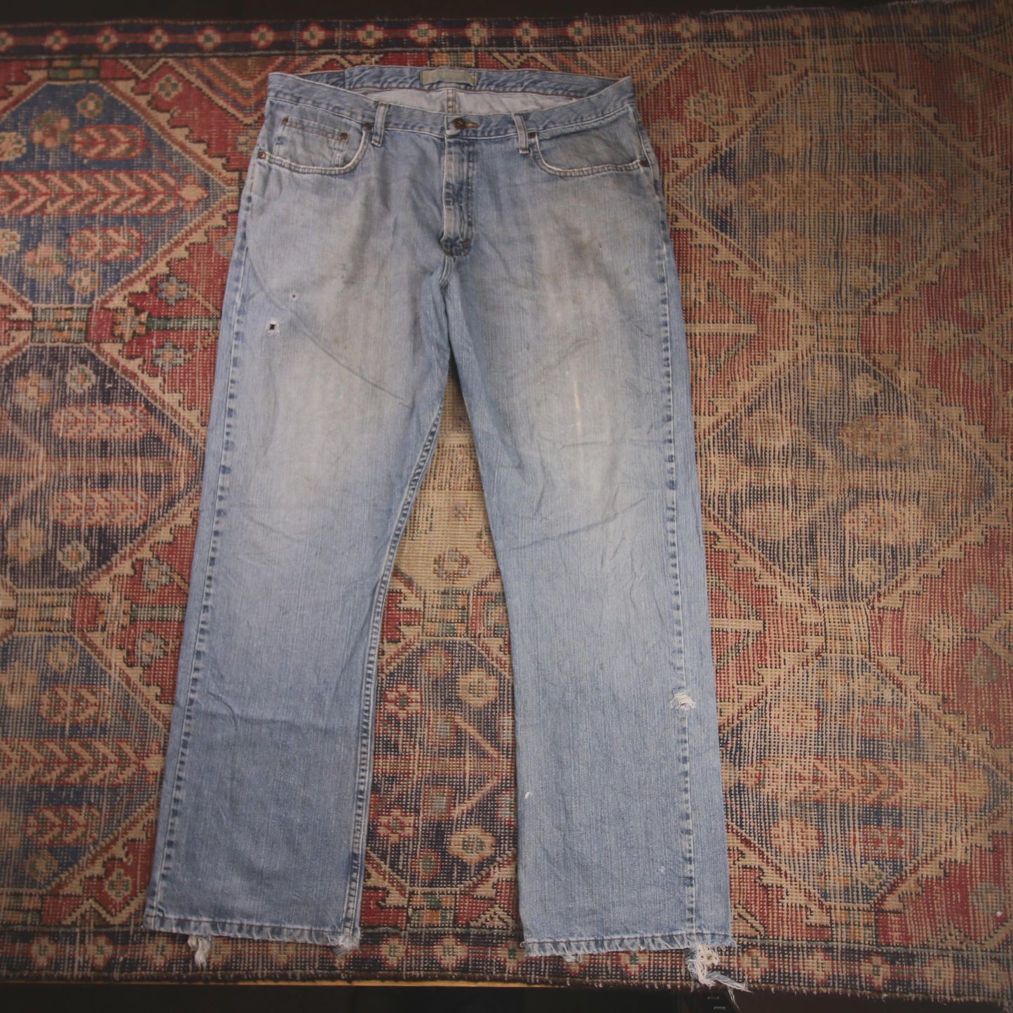 Wrangler W38 L30 Straight Leg Relaxed Fit Blue Denim Jeans