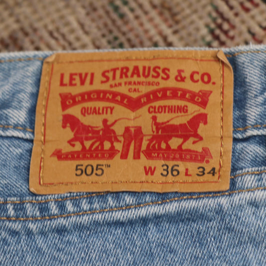 Levi's 505 W36 L34 Straight Leg Regular Fit Blue Denim Jeans