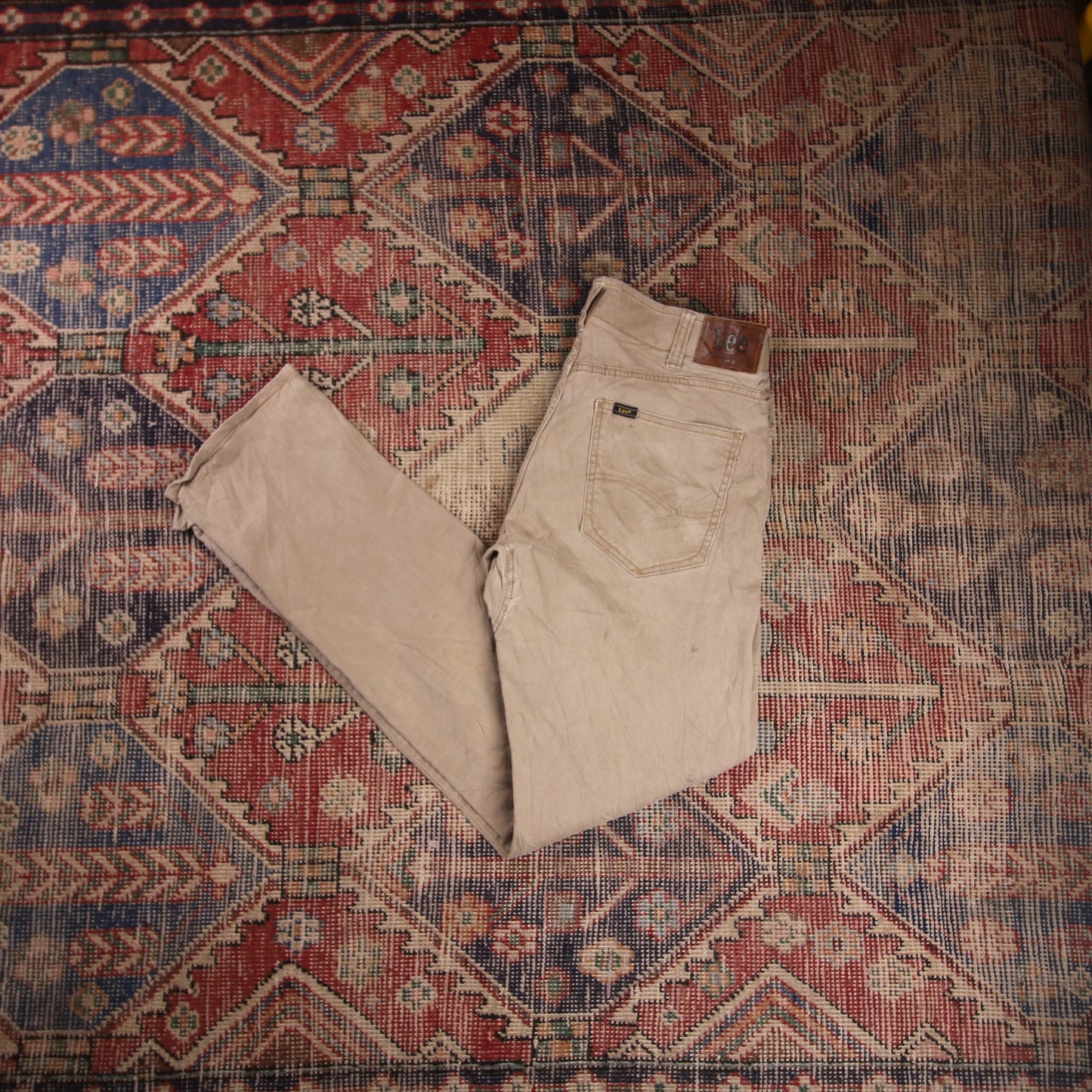 Lee W30 L32 Straight Leg Regular Fit Beige Denim Trousers