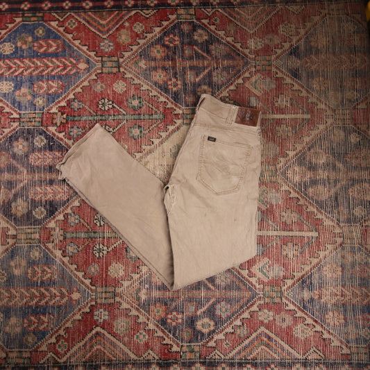 Lee W30 L32 Straight Leg Regular Fit Beige Denim Trousers