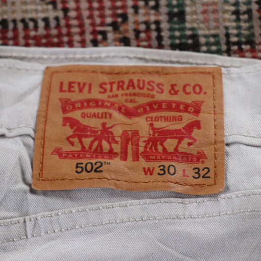 Levi's 502 White Tab W30 L29 Tapered Leg Regular Fit White Denim Jeans